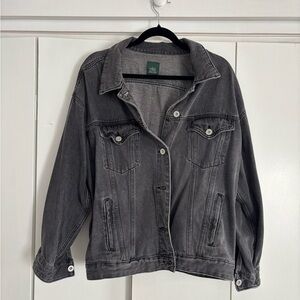 Charcoal Gray Oversized Jean Jacket with Classic Design